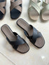 Criss Cross Strap Open Toe Sliders